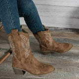 New Western Boots Cowboy Knight Boots Female Long Barrel Embroidered Retro Cowboy Boots Knight