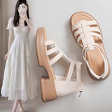 Sole Temperament Sandals Women 2025 Summer New Fashion Soft Sole Back Zipper Fairy Wind Roman