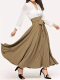 Spring And Summer Half-Dress Woman High Waist Thin Front With A Word Long