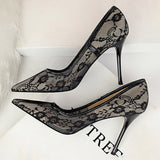Shoes Mesh Hollow Lace Woman Pumps 2022 Spring Women Heels Sexy Party Shoes Thin Stiletto Heels Women Shoes 6