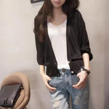 And South Korea's New Lantern Sleeve Knitted Shirt Women Wearing V-Neck Loose Sunscreen Air-Conditioning Shirt Shawl
