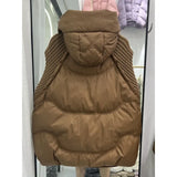 Autumn Winter New Down Jacket Female Vest Short Hooded Add Thick Knit Wool White Duck Velvet Vest Coat Tide-Outfit