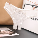 Lace Opening Hollow Pants To Seduce Low-Rise Trousers Transparent Color Mesh