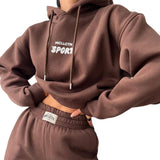 Casual Plus Velvet Long-Sleeved Hooded Trousers Set For Autumn/Winter