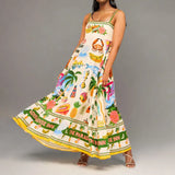 Summer Women's New Temperament Elegant High-Waist Print Slings Casual Fashion