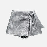 Women's Metallic Purple Bow Dress Skirt