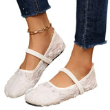 Lace Mesh Side Of The Shallow Mouth Single Shoes Women's Flat Bottom Leisure Breathable Ballet Tight Lefu