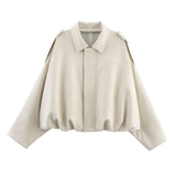 Color 2025 Spring And Autumn Leisure Tuffen Texture Collar Pilot Jacket Women