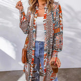 Beach Coat Bohemian Shirt Clips Loose Casual Printed Long Cardigan Women's
