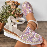 Slope Heel Sandals 2025 Summer New Bun Head Weaving A Word Buckle With Women's Sandals