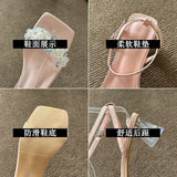 Head French Sandals Women 2025 New Fashion Water Drill With Silver Coarse-Heeled Crystal High Heels Women