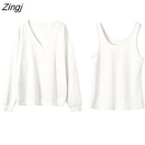 Women Chic Loose Long Sleeve Basic Autumn Ladies Clothing Korean Fashion Outerwear V-neck Female Streetwear