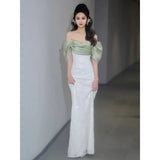 One-Word Shoulder Evening Dress Lily High-End Luxury Small High-End French Temperament Host Banquet Bride