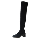 靴紝 Autumn/Winter Coarse And High-Hee Boots 2025 New Solid Colored Velvet Face Head Long