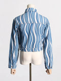 Zingj Street Short Jacket Spring 2024 New Lapel Word Button Wave Color Women's Denim