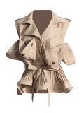 Temperament Commuter Wind Shirt 2025 Autumn New Design Sense Sleeveless Vest Flounce Lace Shirt