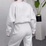 Zingj 20232 New Solid Color Zip Loose Hoodie Casual Versatile Trouser Suit-Outfit
