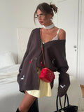 Wool Single Buckle Dachshund Dachshund Dog Embroidered Sweater Coat Trend Fashion Personality Women's Loose