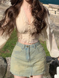 French Small Gentle And Comfortable Temperament Fashion Romantic Lace Splicing Waist Long-Sleeved Shirt