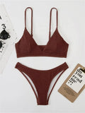 smocked V-neck bikini