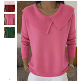Retro And Tidly Style 2025 Fashion Temperament Thin Collar Sweater Knitted Lazy