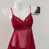 Women's Autumn And Winter New Thin Sexy Pajamas Transparent Mesh Wedding Bride With Sexy Ajamas Lace Tidive