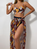 2025 New Split Swimsuit Sexy Bikini Net Dress Three-Piece Swimsuit Female