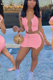 Sexy Chain Bandage Two Piece Set Summer Clothes Crop Top Mini Skirt Suit Club Outfits Vacation Matching Sets for