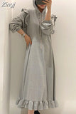 Chic Autumn Winter Ruffle Hoodie Dress Casual Loose Hoodies Dress Fashion Ladies Womens 2023 New Sweatershir
