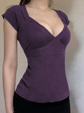 Cloth Forget Pure Style Fashion Spliced Chest-Type Short-Sleeved T-Shirt Hottie Back Strap Strap Bow On The Basis Of The