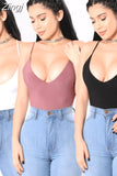 Women Crochet Deep V Neck Vest Cami Tank Tops Shirt Solid Sling Backless Tank Tops Female Sexy Women
