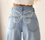 High-Rise Butterfly Print Jeans-Outfit
