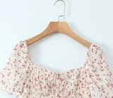 Women's New Printed Rope Cramps To Close The Waist Short-Sleeved Dress