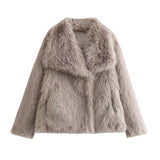 Women's Clothing 2025 Autumn And Winter 2025 New Fashion Loose Artificial Fur Collar Coat