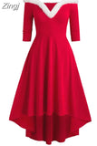 Winter Christmas Dress Women Sexy Sleeveless Deep V Neck Off Shoulder Midi Party Sundress