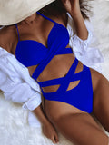 Zingj Outer Single Bikini Solid Color Sexy Female Split Swimsuit High Waist Strap Swimsuit