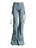 Sweet And Spicy Girl Group Wind Low-Waisted Trousers 2025 Summer New To Make Old Ribbon Repair Horn Jeans