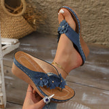 2025 Flower Sandals Women's Line Leisure Beachside Slopes And Comfortable Large-Size
