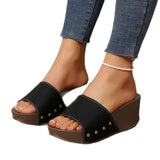 New Summer Women Thick Bottom Slope And Slippers Large Code Nailed Thick Bottom