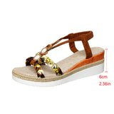 And Summer New Round Head Flat Bottom Heel Sandals Women Weaving Beads Toe Bohemian Thick-Soled Beach