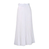 High Waist Pleated Long Skirt With Belt- Outfit