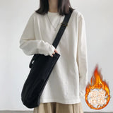 Zingj Velvet Long-Sleeved T-Shirt Women 2023 Autumn / Winter New White Students With Warm Bottom Shirt Korean Version Of Clothes