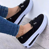 Women's 2025 Spring Thick Bottom Heel Single Shoes Women Breathable Canvas Shoes In Front Of The Heel With Lazy