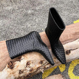 Loose Sleeve Slope And Straight Sleeve Boots 2025 Autumn And Winter New Fashion Square Head Temperament Short Boots