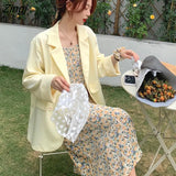Women Double-breasted Solid Long Sleeve Chiffon All-match Spring Elegant Summer Korean Style Loose Ladies Outwear