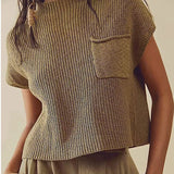 Wool Vest Sleeveless Pocket Casual Fashion Ribs Vest