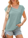 Women's Summer Slanted Fashion Leisure Short Sleeve Fashion Shirt