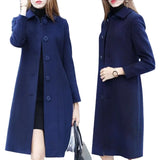 Coat Woman In The Long 2025 Autumn And Winter Of The New Hepburn Wind Large Size Repair Slim Thin Coat Suit