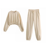 New Basic Short Style Sweater 8417803 Elastic Waist Jogging Trousers