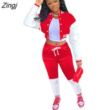 Women Sets Patchwrok Sporty Two Piece Set Women Autumn Button Jacket+Pants Matching Outfit Female Activewear
